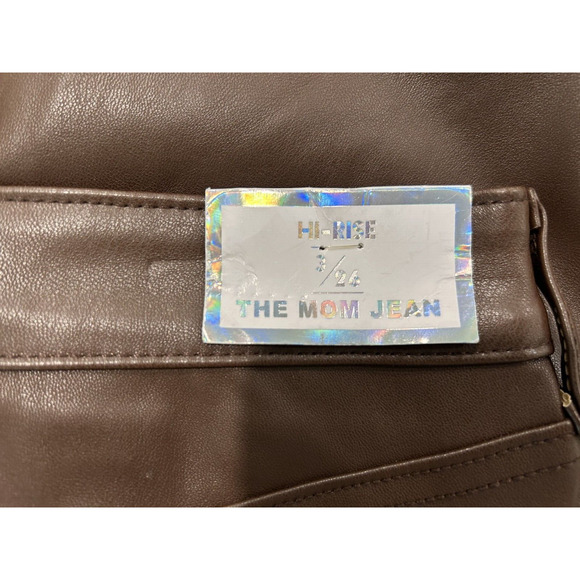 TINSELTOWN Juniors Brown Faux Leather Straight-Leg Pants - Size 3 "The Mom Jean" - Picture 8 of 10